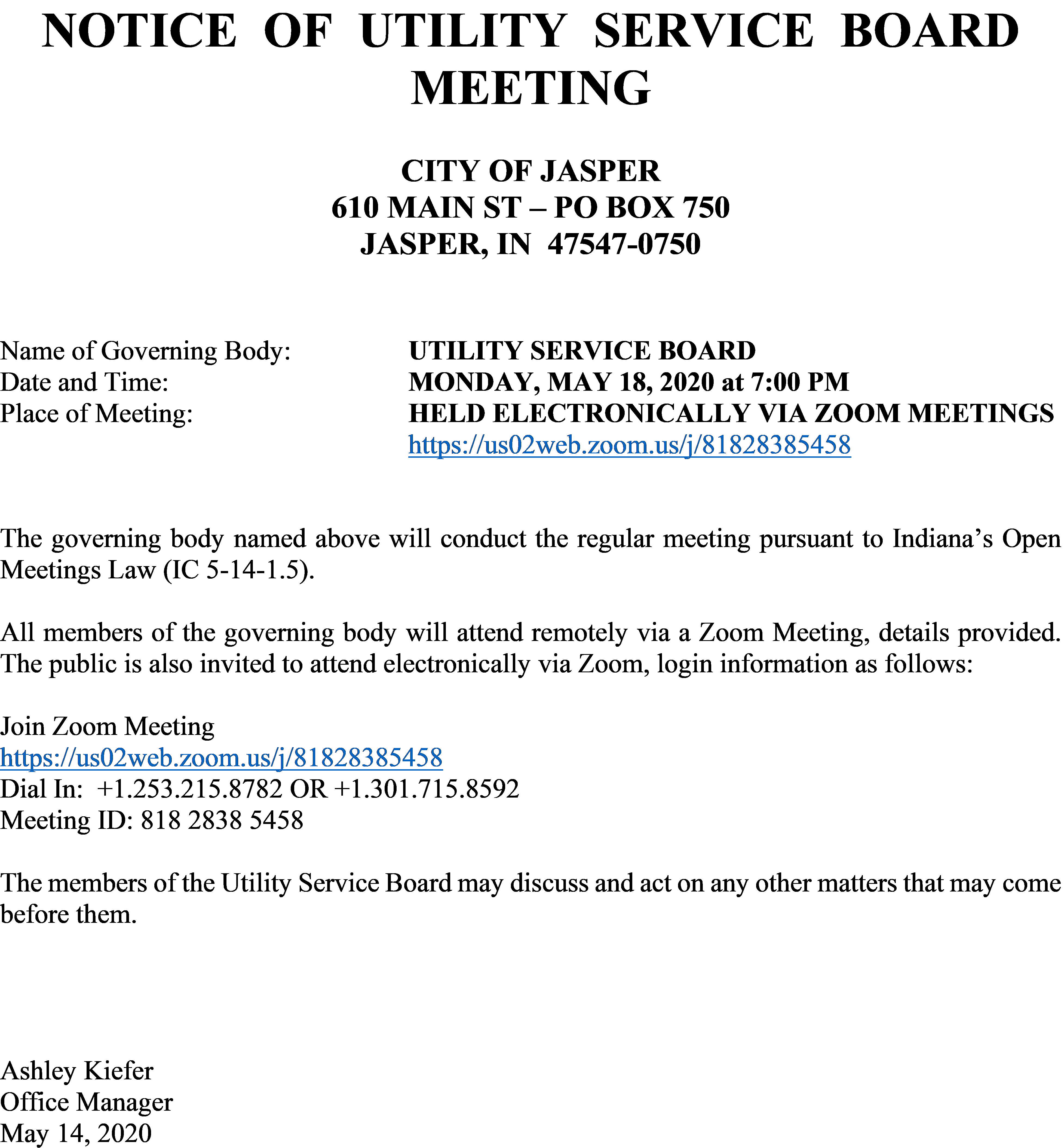 May 2020 USB Meeting