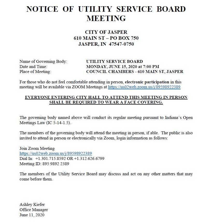 June 2020 USB Meeting