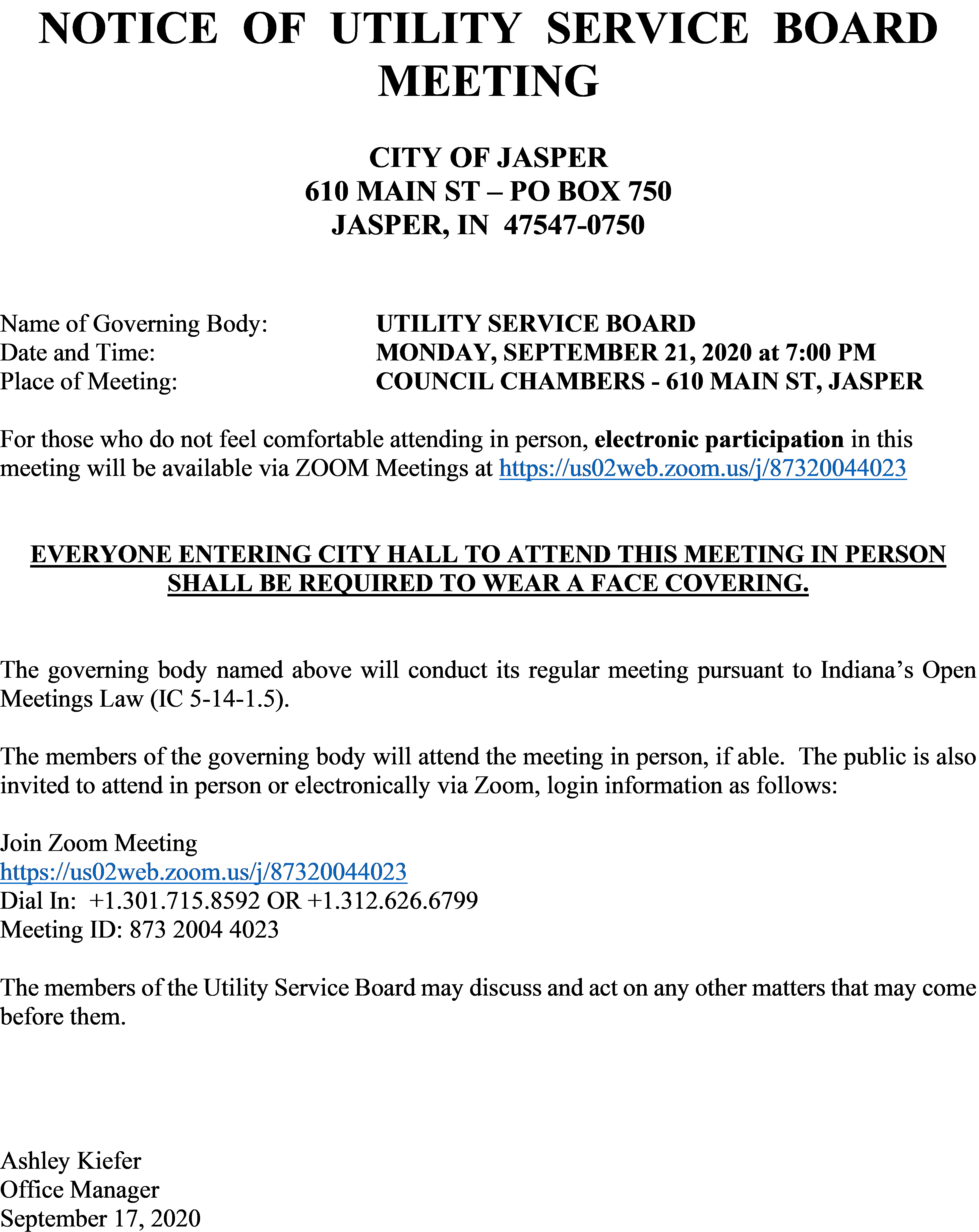 September 2020 USB Meeting