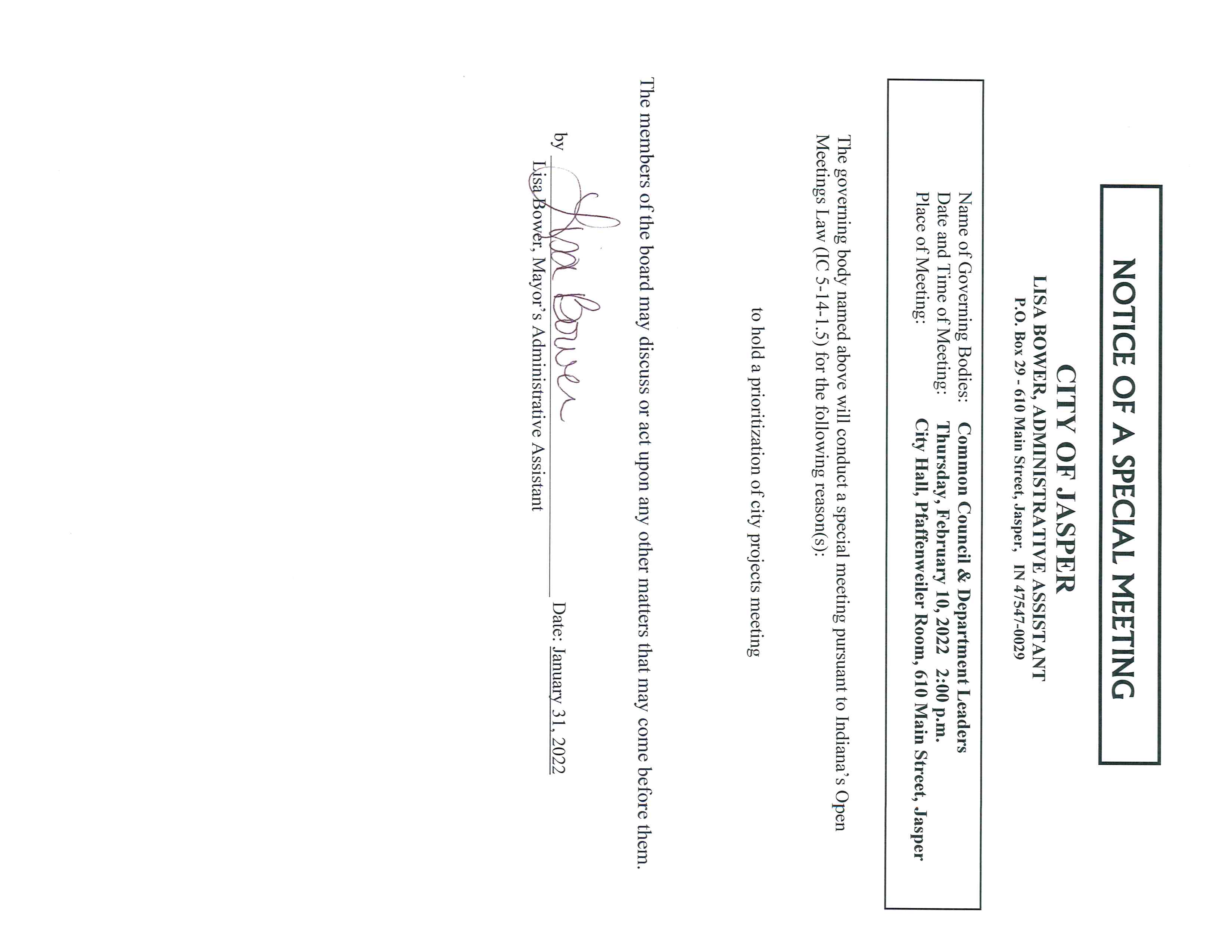 Special Council Meeting 2.10.22