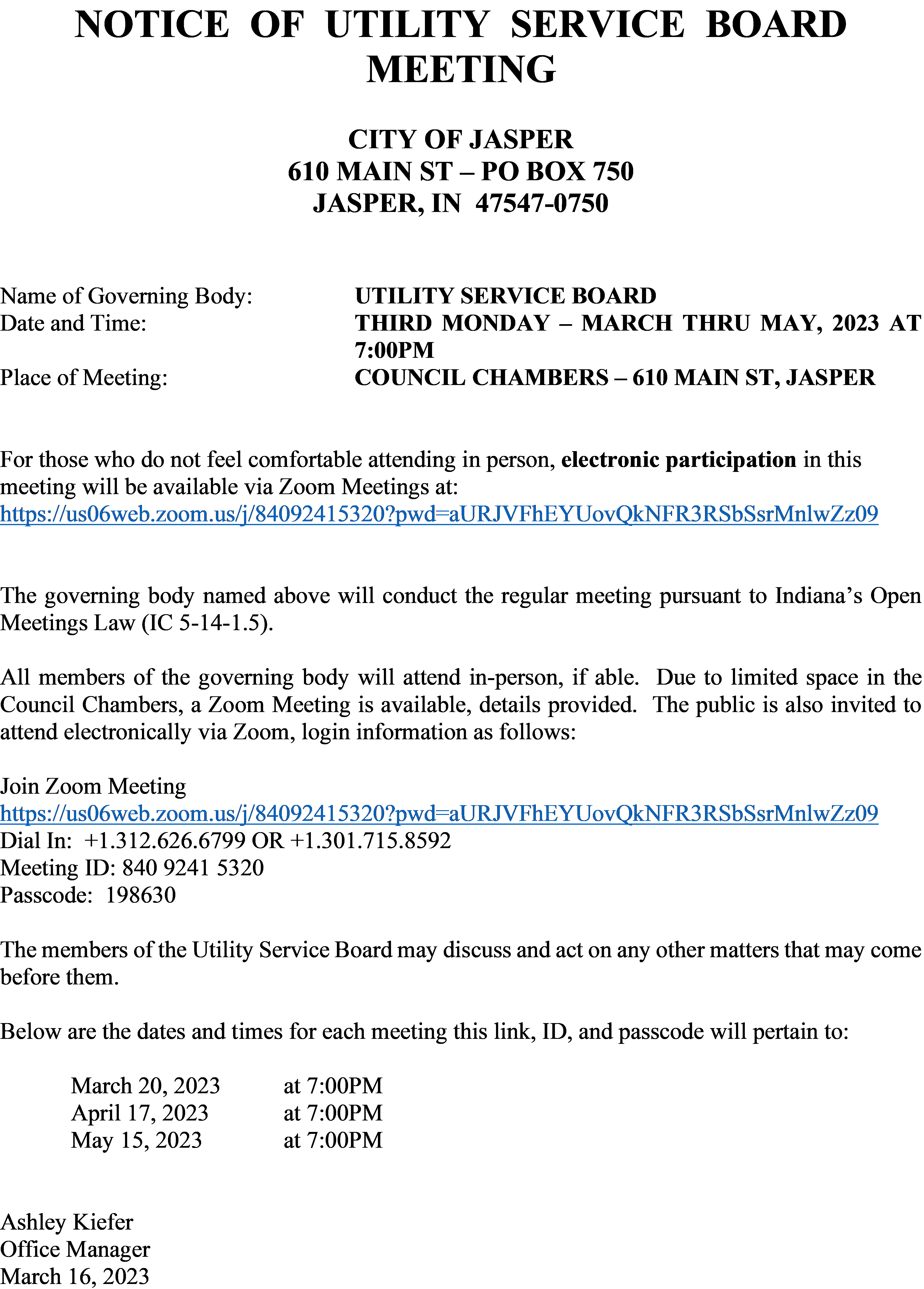 May 2023 USB Meeting Notice