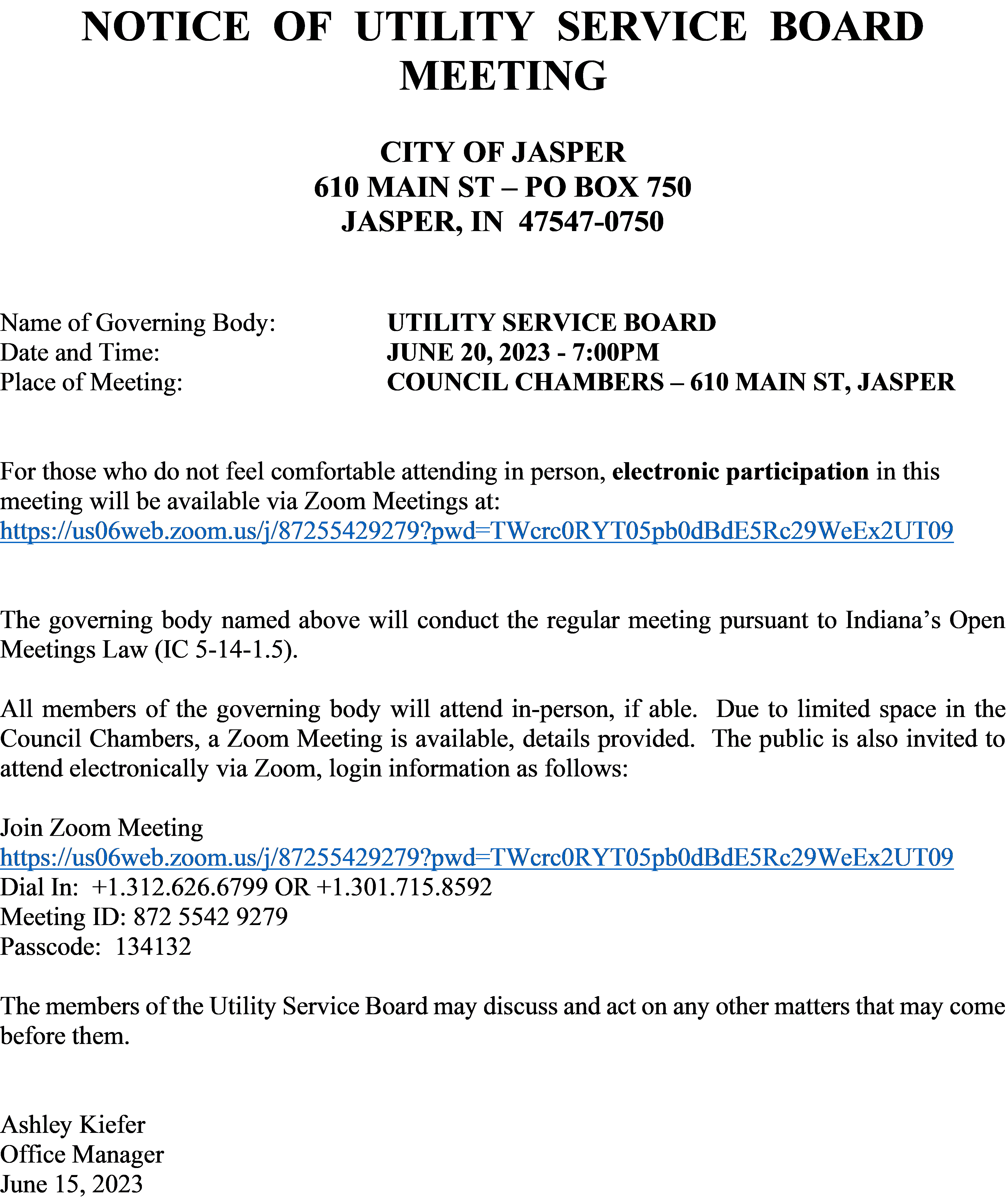 June 2023 Meeting Notice