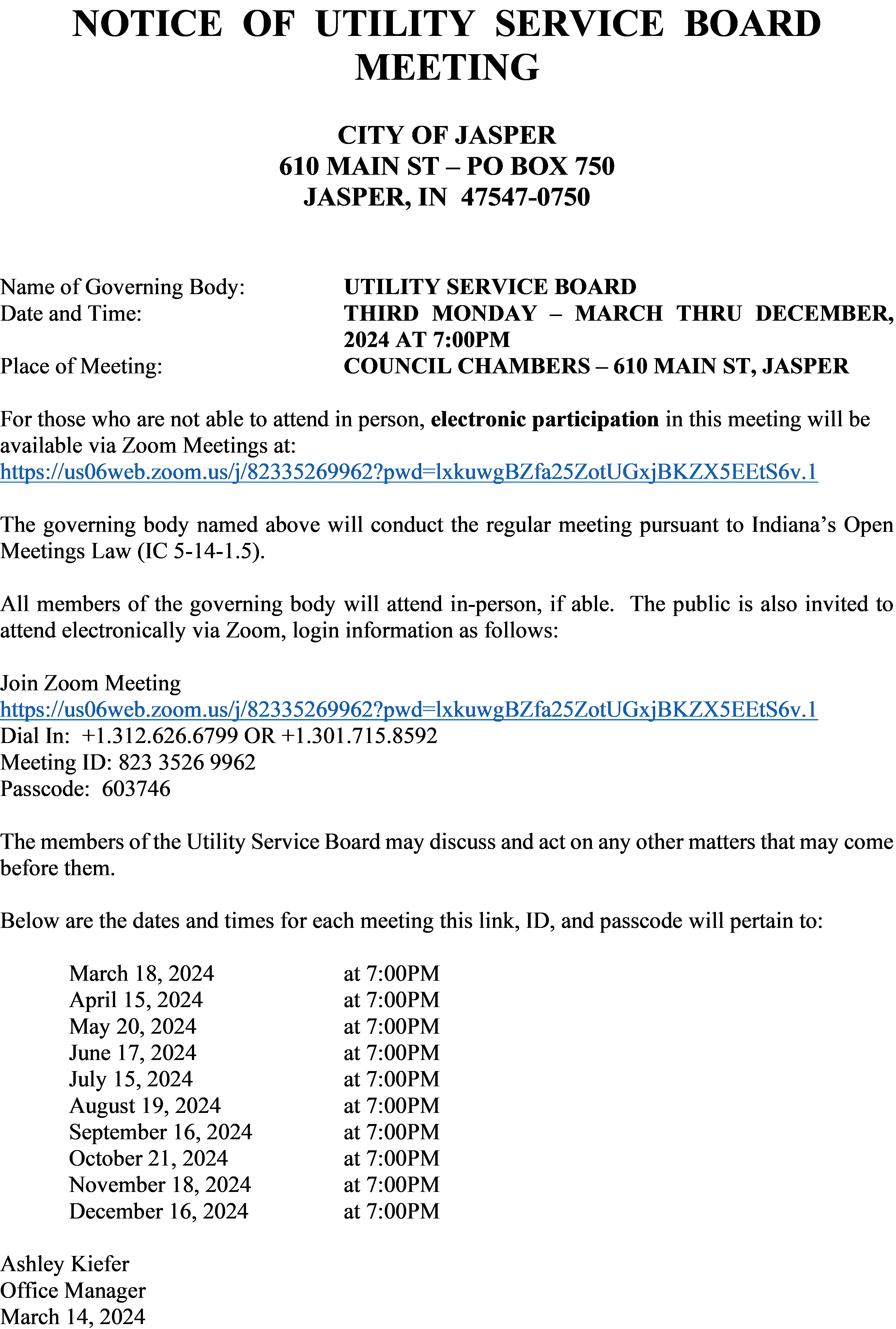 March 2024 USB Meeting Notice