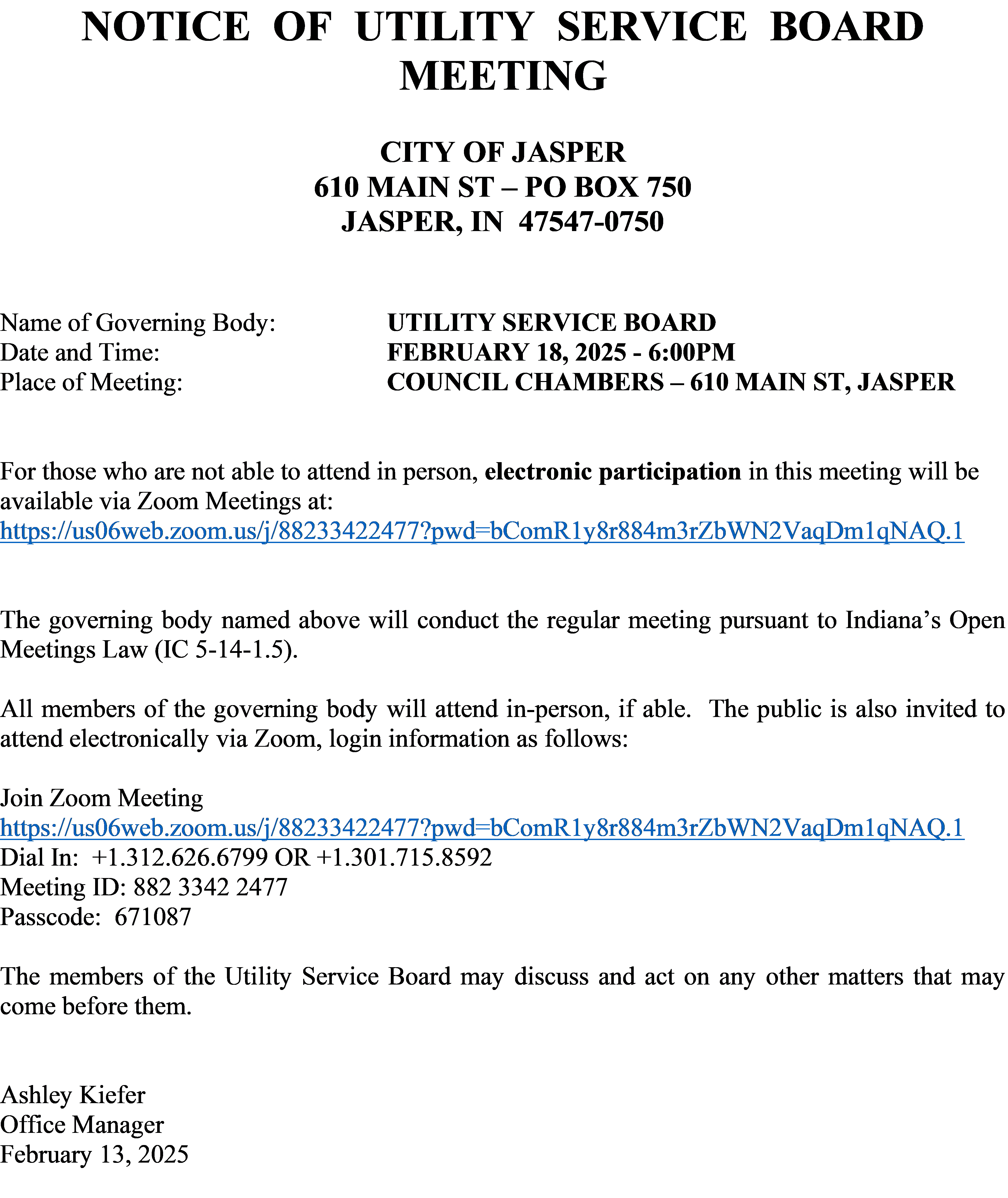 February 2025 USB Meeting Notice